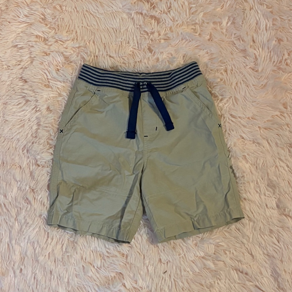 J. Khaki Shorts with Blue Striped Waistband & Drawstring